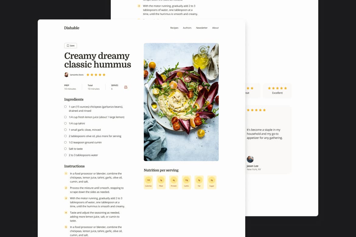 Dishable recipe page