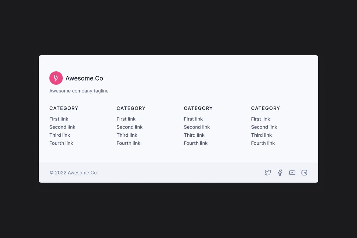 Four-column footer with CSS Flexbox